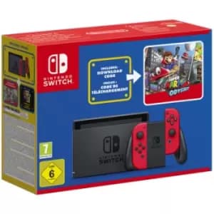Nintendo Switch - Red + Super Mario Odyssey Code for Switch - Preorder