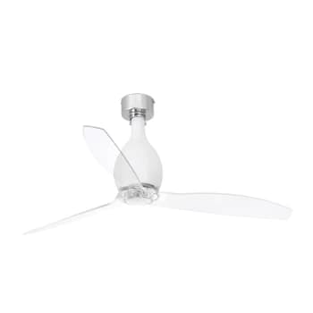 Mini Medium Ceiling Fan Matt White, Clear - Optional LED Light Sold Separately
