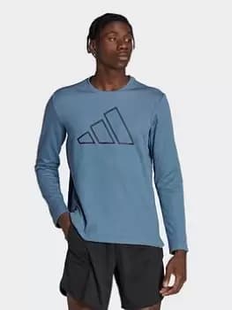 adidas Train Icons 3 Bar Logo Training Crew Sweatshirt, Grey, Size L, Men