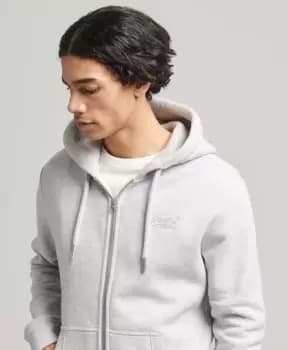 Superdry Mens Organic Cotton Vintage Logo Embroidered Zip Hoodie Light Grey / Glacier Grey Marl - Size: S