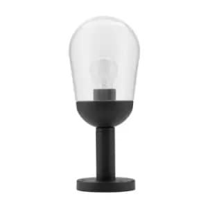 Banff Outdoor Pedestal Light Dark Grey Aluminium, Clear Glass LED E27 IP54 - Merano