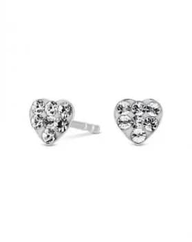 Simply Silver Pave Heart Stud Earrings