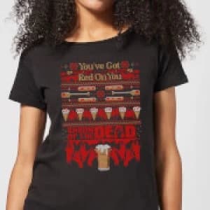 Shaun Of The Dead You've Got Red On You Christmas Womens T-Shirt - Black