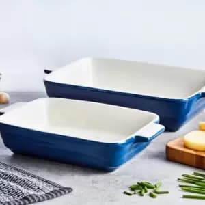 Barbary & Oak Set of 2 Rectangular Oven Dishes Blue