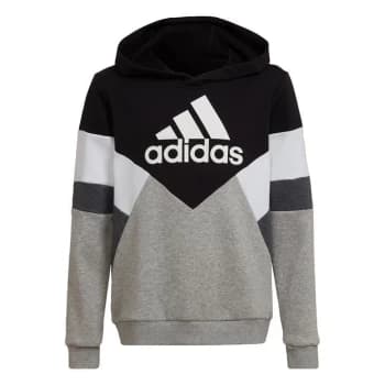 adidas Colorblock Fleece Hoodie Kids - Black / Medium Grey Heather /