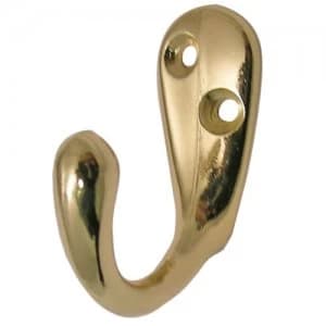 Select Hardware Robe Hooks Brass 18mm x 48mm 2 Pack