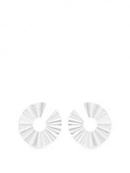 Mood Mood Silver Plated Crinkle Front To Back Stud Hoop Earring
