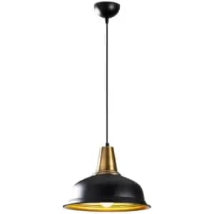Cristal Model 27 Deco Black Dome Pendant Lamp Golden Interior