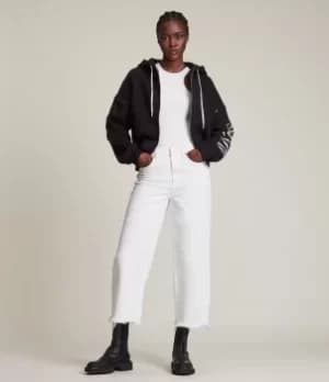 AllSaints Womens Amphia Chlo 2-In-1 Zip Hoodie, Black, Size: M