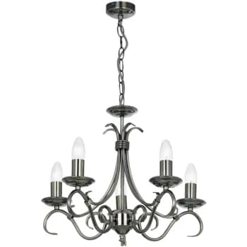 Endon Bernice - 5 Light Multi Arm Ceiling Pendant Antique Silver, E14