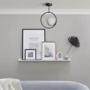 Cassini Matt Black Hoop Ceiling Light with White Globe Shade