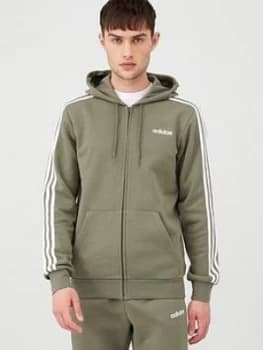 Adidas 3 Stripes Linear Full Zip Hoodie - Green
