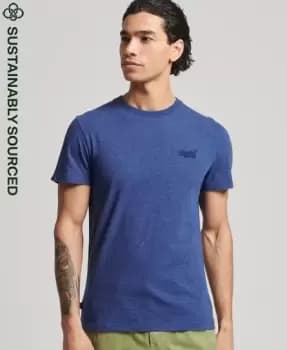 Superdry Mens Organic Cotton Vintage Logo Embroidered T-Shirt Blue / Bright Blue Marl - Size: Xxl