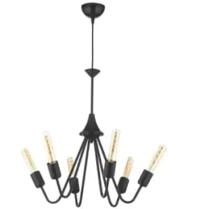 Onli Billy 6 Light Multi Arm Pendant Ceiling Light, Black