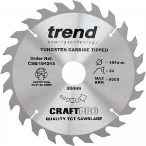Trend CRAFTPRO Wood Cutting Saw Blade 184mm 24T 30mm