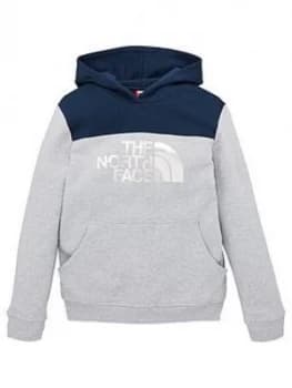 The North Face Girls Cropped Reflective Logo Overhead Hoodie - Grey/Navy
