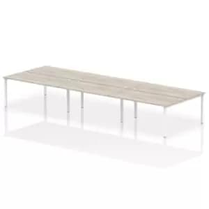 Impulse Bench B2B 6 Person 1600 White Frame Office Bench Desk Grey Oak