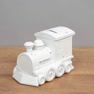 Bambino White Resin Money Box - Train