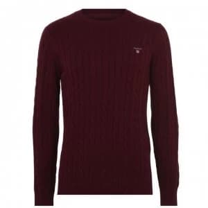 Gant Cotton Cable Knit Crew Jumper - Burg 678