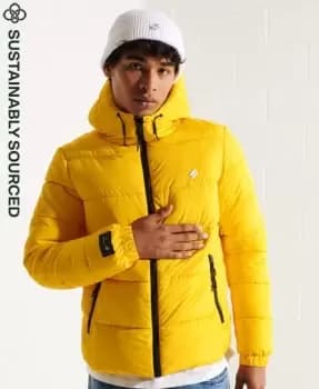 Superdry Mens Sports Puffer Hooded Jacket Yellow / Nautical Yellow - Size: L