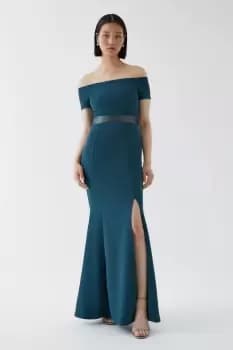 Bardot Sleeve Tailored Crepe Bridesmaids Dress