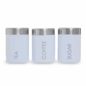 Interiors by PH Maison 3 Piece Tea, Coffee & Sugar Set - White Satin Stainless Steel Lids