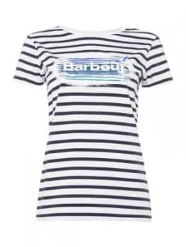 Barbour Dover Short Sleeve Striped Print Tee White