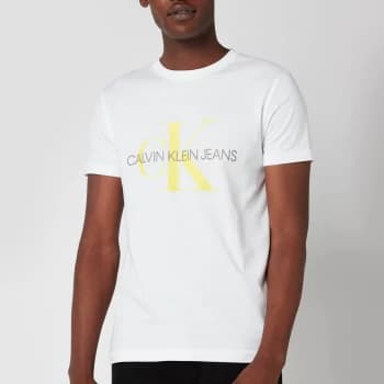 Calvin Klein Jeans Mens Slim Organic Cotton Monogram T-Shirt - White - XL