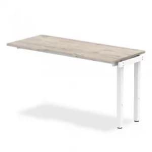 Single Ext Kit White Frame Bench Desk 1400 Grey Oak