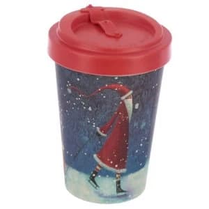 Jan Pashley Christmas Santa Reusable Screw Top Bamboo Composite Travel Mug
