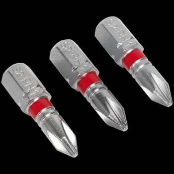 Sealey Phillips Colour Coded Screwdriver Bit PH1 25mm Pack of 3