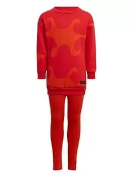 adidas Younger Girls Marimekko Crew And Tight Set, Dark Orange, Size 7-8 Years, Women
