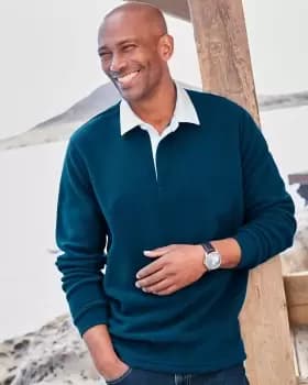 Cotton Traders Mens Fleece Rugby in Blue