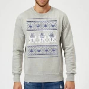 Star Wars R2D2 Christmas Knit Grey Christmas Sweatshirt - L - Grey