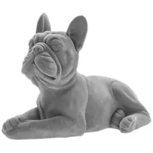 Grey Velvet French Bulldog Lying Ornament