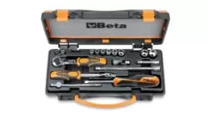 Beta Tools 900AS/C10 17pc 1/4" Sq Drive Imperial/AF Hex Socket & Accessory Set