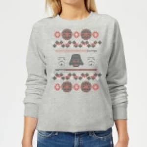 Star Wars Empire Knit Womens Christmas Sweatshirt - Grey - 3XL