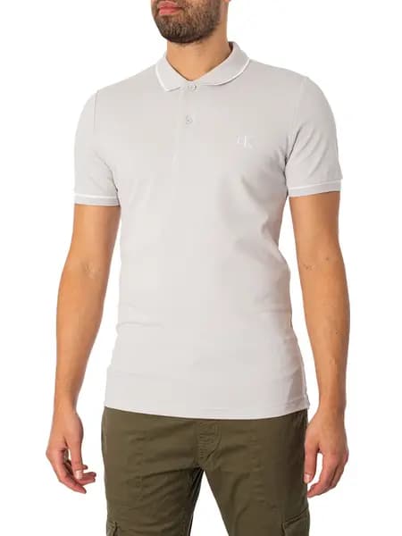 Calvin Klein Jeans Tipping Slim Polo Shirt Lunar Rock S
