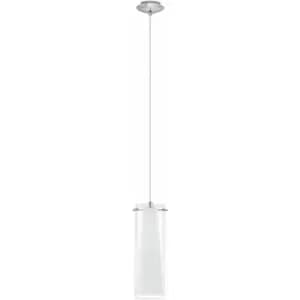 Pendant Light Chrome Plated Clear White Glass Opal Shade Matt Bulb E27 1x60W