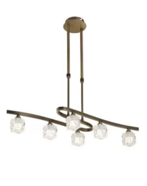 Ice Telescopic Semi Flush Convertible 6 Light G9 ECO, Antique Brass