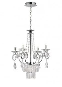 Ceiling Pendant Chandelier 4 Light G9 Polished Chrome, Crystal