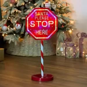 The Christmas Workshop 71679 Santa Please Stop Here Sign / 1m with 45 Multicoloured Lights/Mains Powered/Indoor or Outdoor Festive Decoration