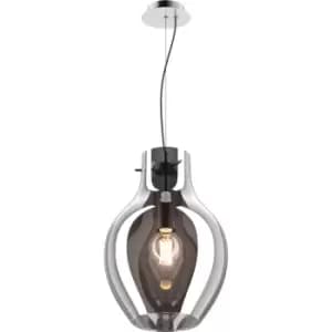 Bresso Medium 28cm Dome Pendant Ceiling Light, Smokey Chrome, 1x E27