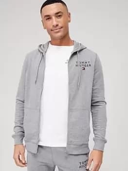 Tommy Hilfiger Zip Thru Hooded Loungetop - Grey, Size L, Men