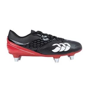 Canterbury Unisex Kid's Phoenix Raze Soft Ground Rugby Boots, Black/True RED, 2 UK 34 EU