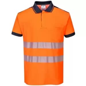 PW3 Vision Hi Vis Polo Shirt Orange / Navy 3XL