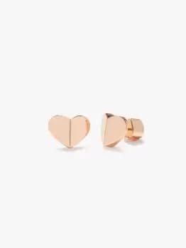 Heritage Spade Small Heart Studs - Rose Gold - One Size