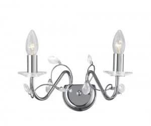 Wall Lamp 2 Light Polished Chrome, Crystal (SHADE SOLD SEPARATELY)
