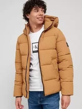 Calvin Klein Crinkle Nylon Padded Jacket - Caramel , Caramel Size M Men