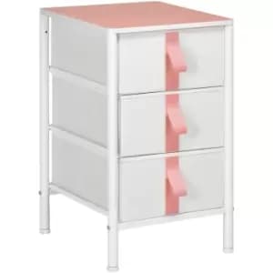 Homcom - 3 Drawer Chest of Drawers w/ Wooden Top for Kid Room Closet Hallway Pink - Pink